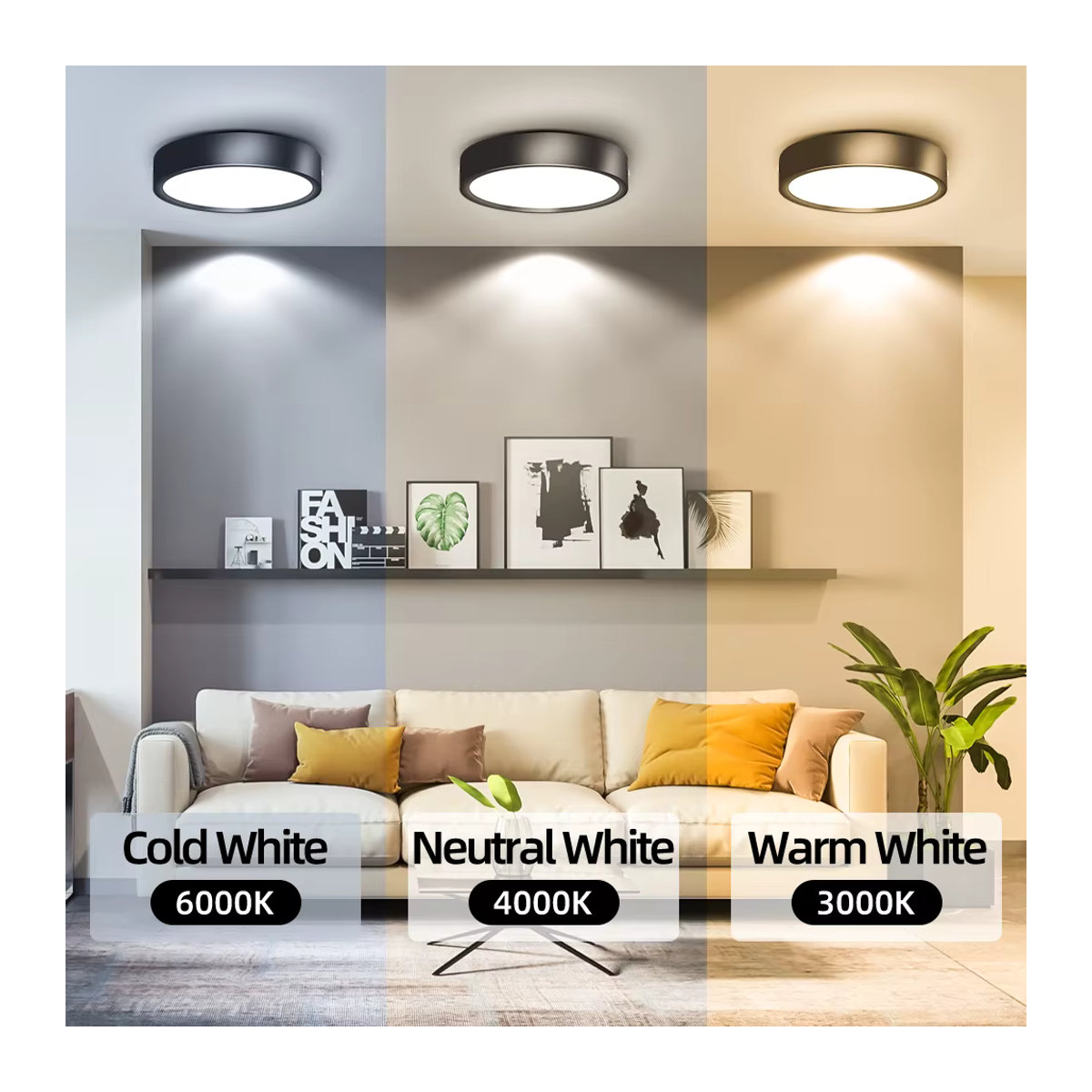 CHENBEN LED Downlight Spot Deckenleuchte dimmbar mit dreifarbiger Beleuchtung für Wohnzimmer, Küche und Schlafzimmer im minimalistischen Design - Bild 2