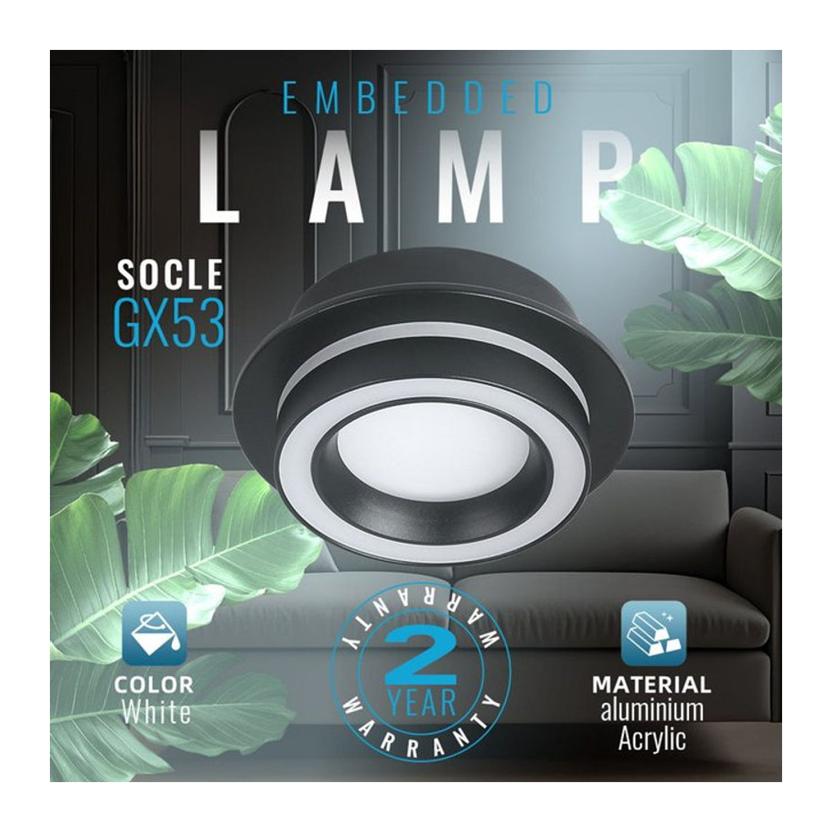 CHENBEN LED Einbaustrahler GX53 aus Aluminium in Weiß, dimmbarer Einbau-Downlight für Wohnzimmer und Schlafzimmer - Bild 1