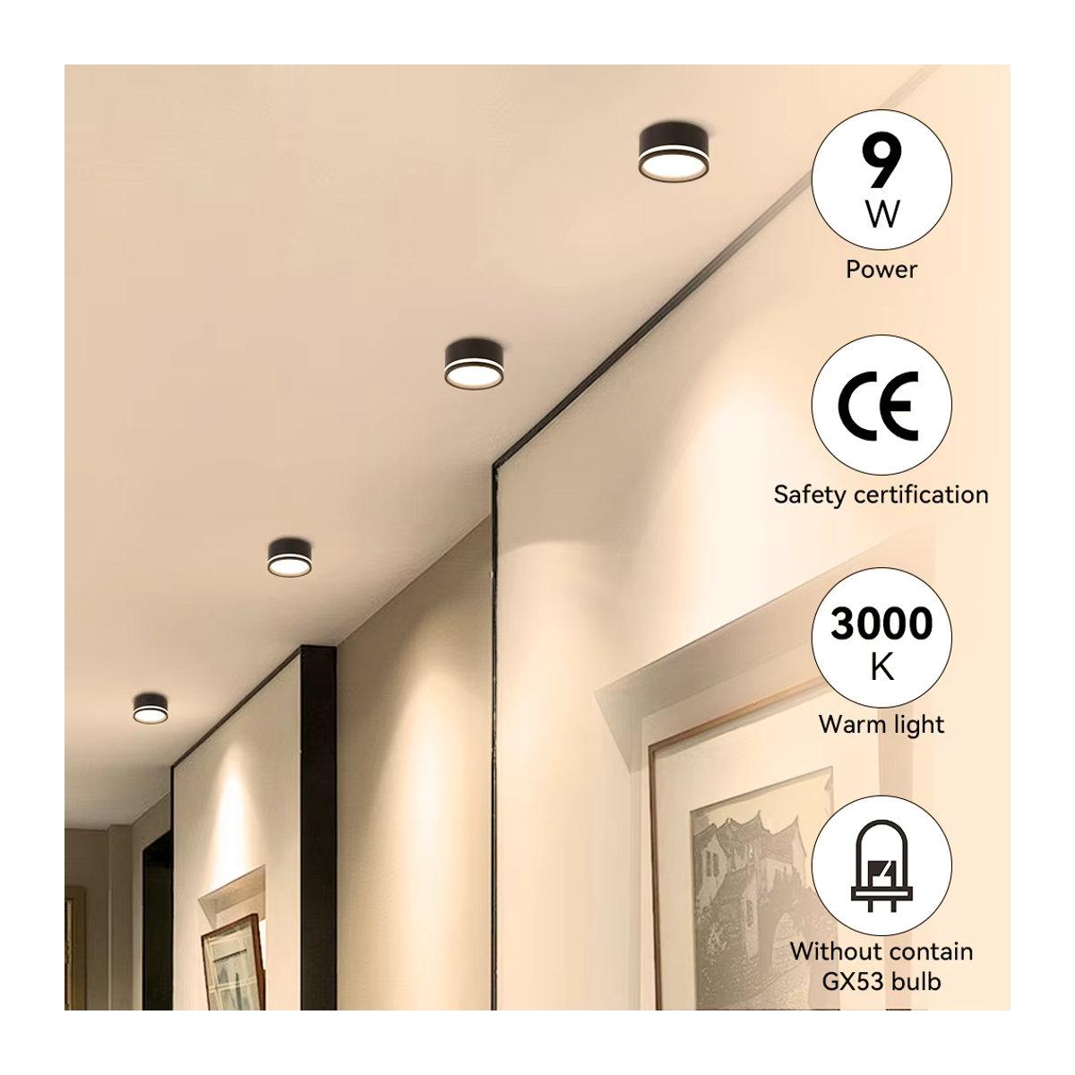 CHENBEN LED Einbaustrahler GX53 Deckenleuchte aus Aluminium in Weiß für Wohnzimmer und Küche - Bild 4