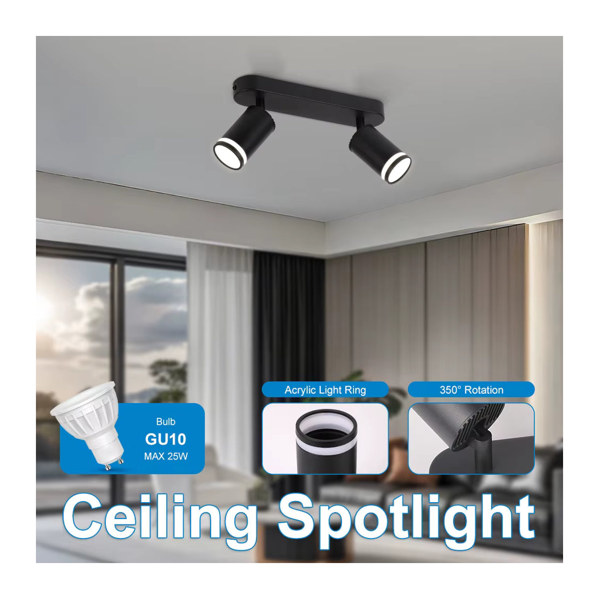 CHENBEN LED Kronleuchter mit GU10 Spot Lampen im minimalistischen Design für Schlafzimmer und Flur - Bild 3