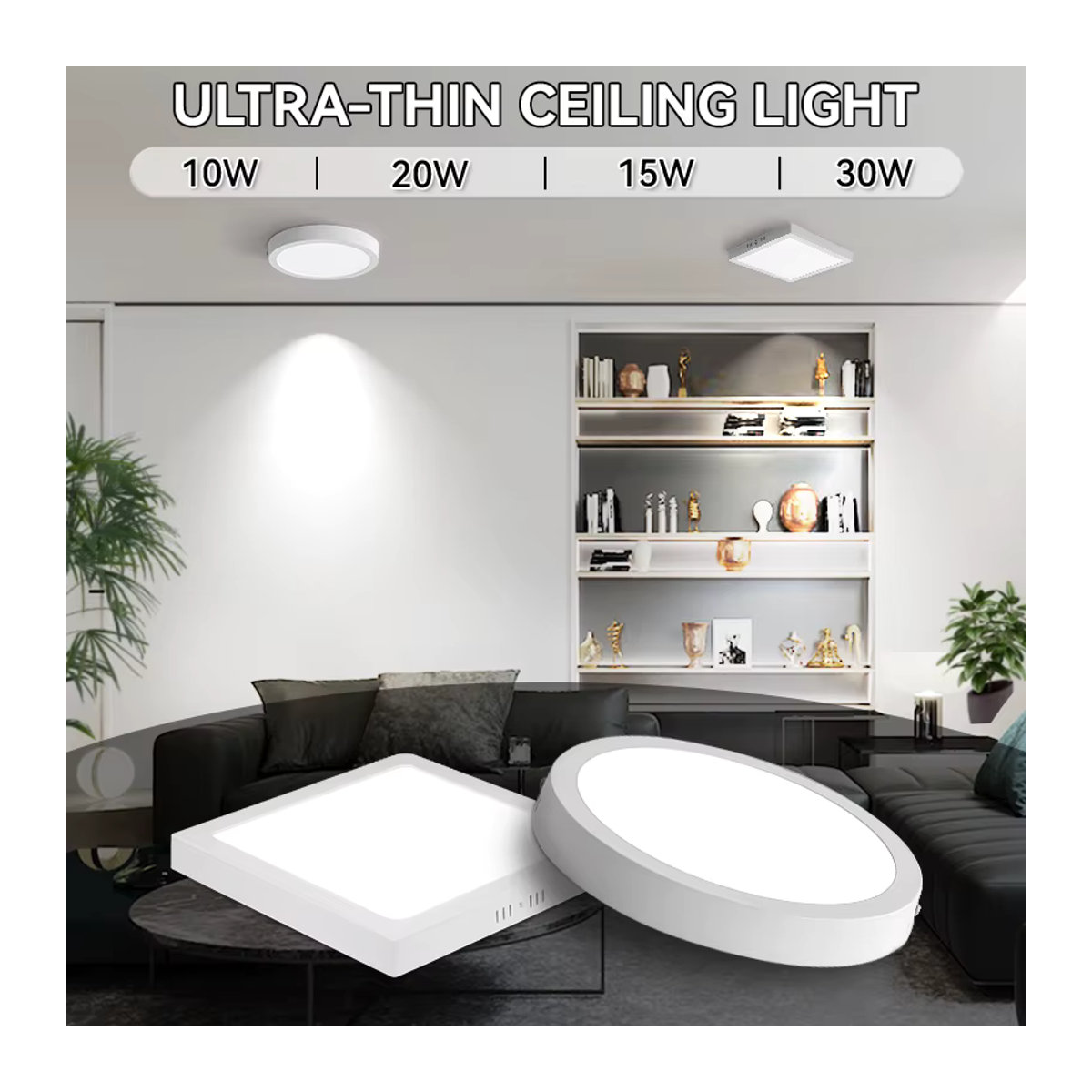 CHENBEN LED-Panel-Lampe aus Acryl in Weiß, minimalistische Deckenleuchte für Wohnzimmer, Küche oder Schlafzimmer - Bild 2