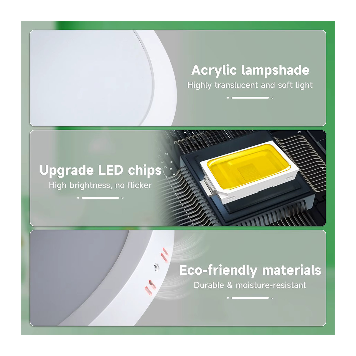 CHENBEN LED-Panel-Lampe aus Acryl in Weiß, minimalistische Deckenleuchte für Wohnzimmer, Küche oder Schlafzimmer - Bild 5