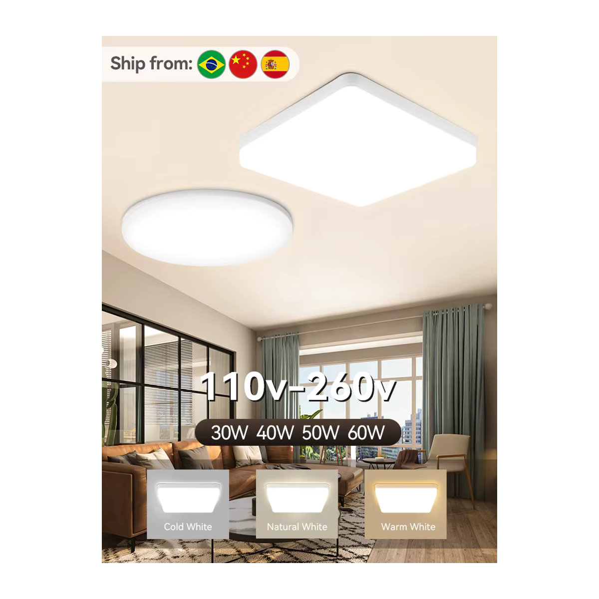 CHENBEN LED-Panel-Lampe in Weiß, minimalistische Deckenleuchte für Wohnzimmer, Küche und Schlafzimmer - Bild 6
