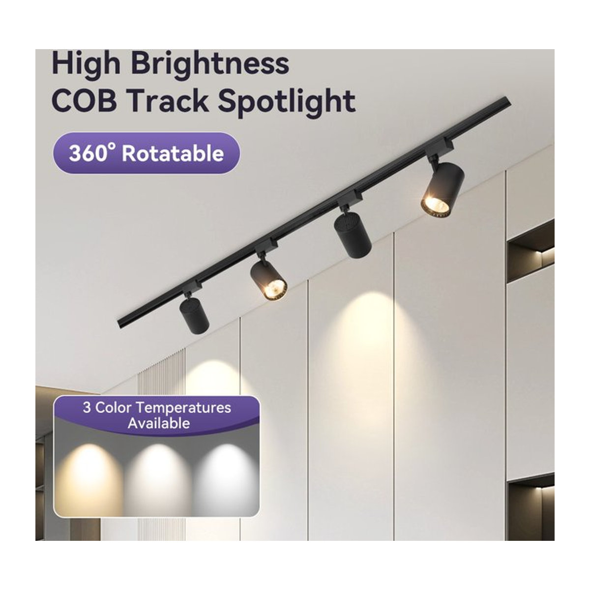 CHENBEN LED Schienenbeleuchtung Schienensystem aus Aluminium in Schwarz mit neutralweißem Licht für Wohnzimmer, Studio und Küche - Bild 1