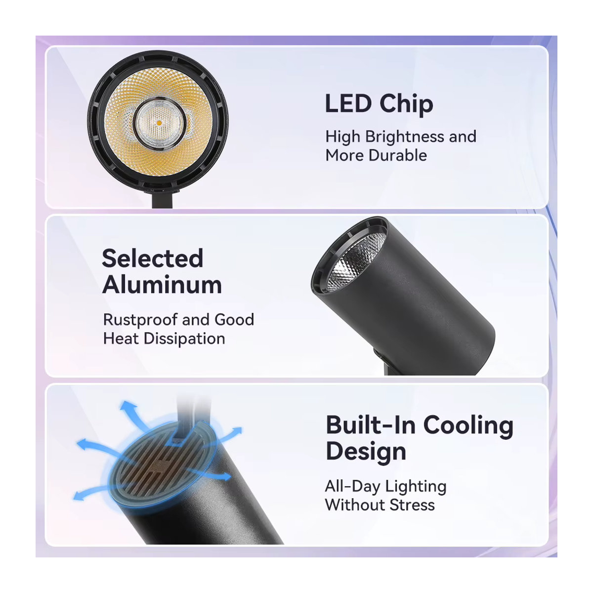CHENBEN LED Schienenbeleuchtung Schienensystem aus Aluminium in Schwarz mit neutralweißem Licht für Wohnzimmer, Studio und Küche - Bild 4