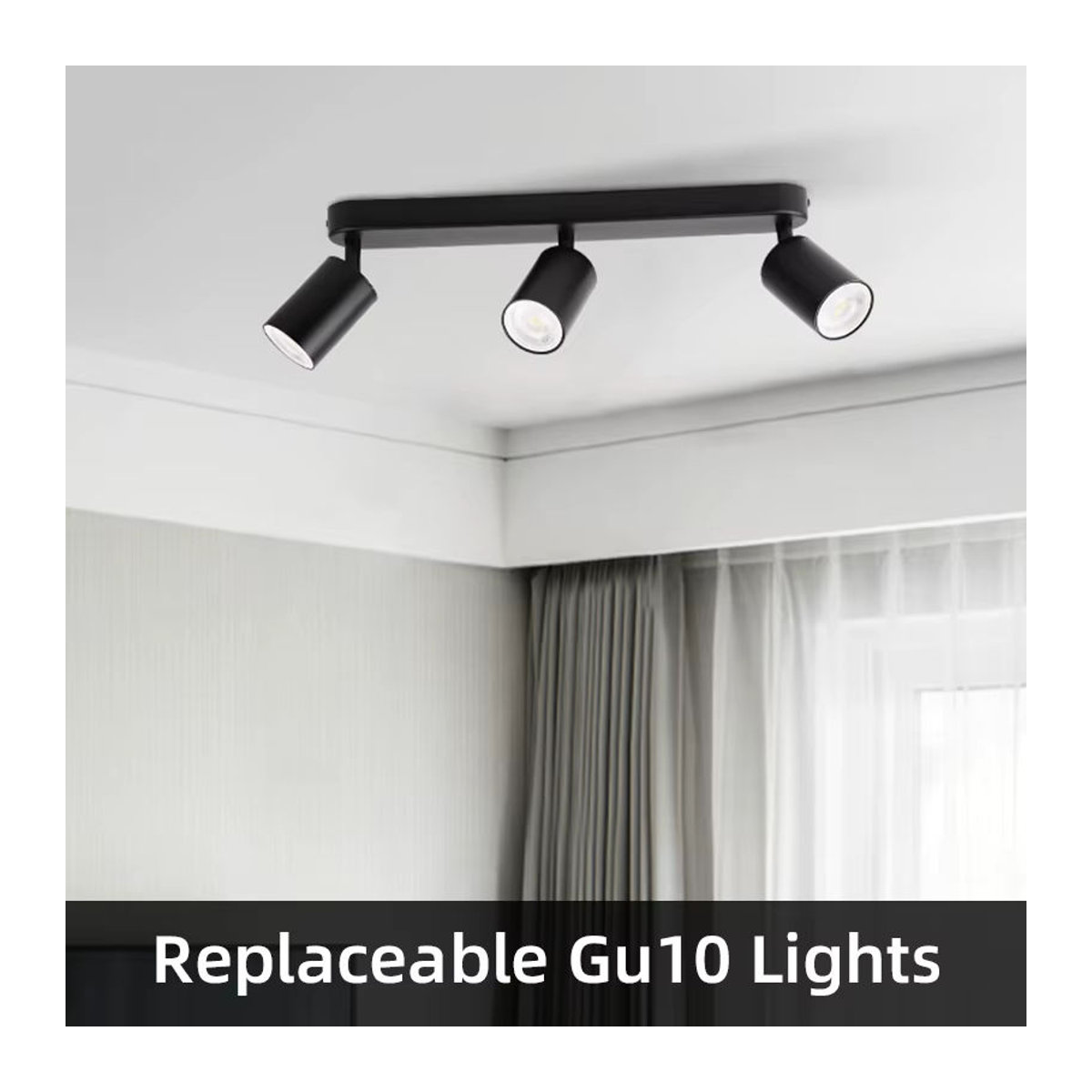 CHENBEN LED-Schienenleuchte Modern Schwarz mit GU10 Fassung als Kronleuchter und Schienensystem für Schlafzimmer, Flur oder Shop - Bild 4