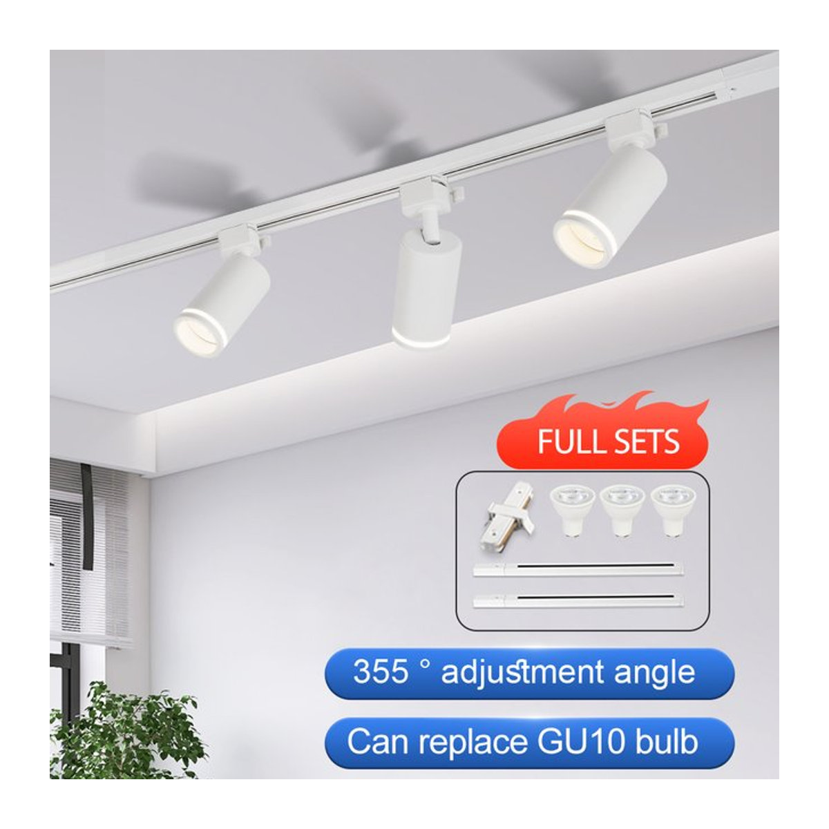 CHENBEN LED Schienenlicht GU10 Scheinwerfer aus Aluminium in Weiß für Schienensysteme - Bild 1