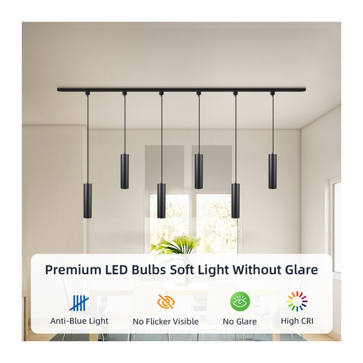 CHENBEN LED Schienensystem Anhänger Lampe in Schwarz mit 15 W Spot-Beleuchtung für Küche, Wohnzimmer oder Schlafzimmer - Bild 1