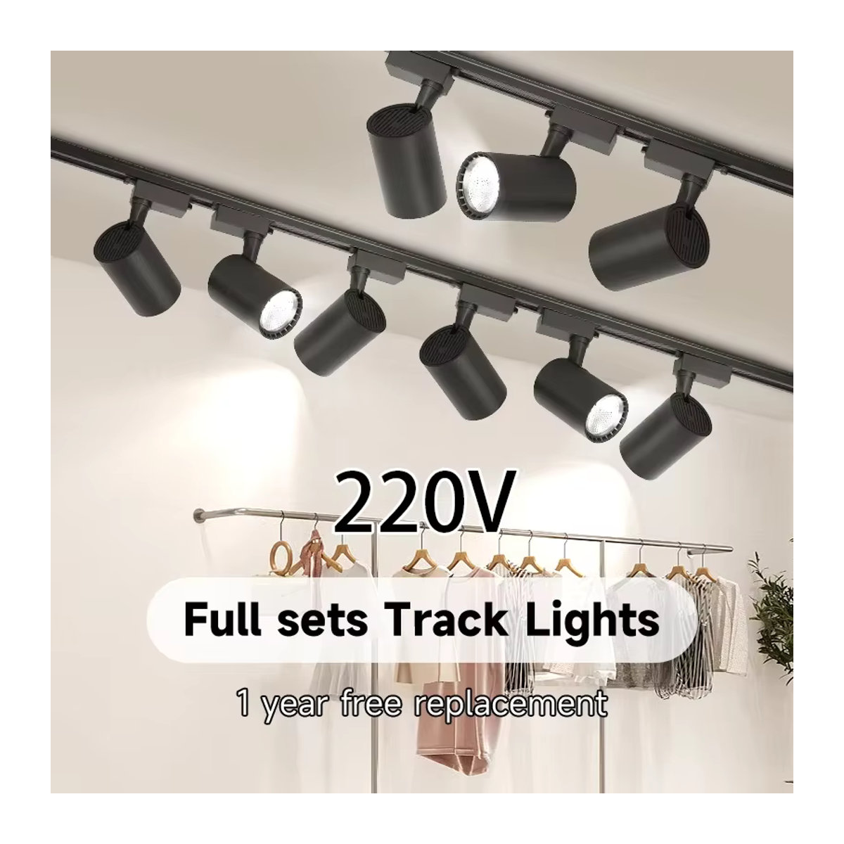 CHENBEN LED Schienensystem Set mit COB Deckenstrahlern, 50W, 220V, Schwarz, Modernes Aluminium Design für Wohnzimmer und Küche - Bild 2