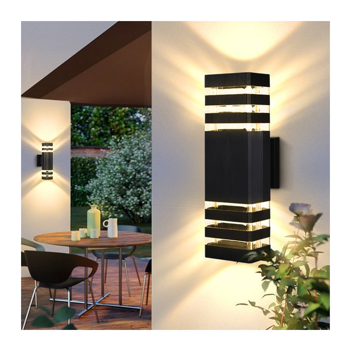 CHENBEN Lighting Store Moderne LED-Außenwandleuchte Schwarz IP65 Wasserdicht mit E27 Fassung für Warmweißes Licht nach oben und unten - Bild 1
