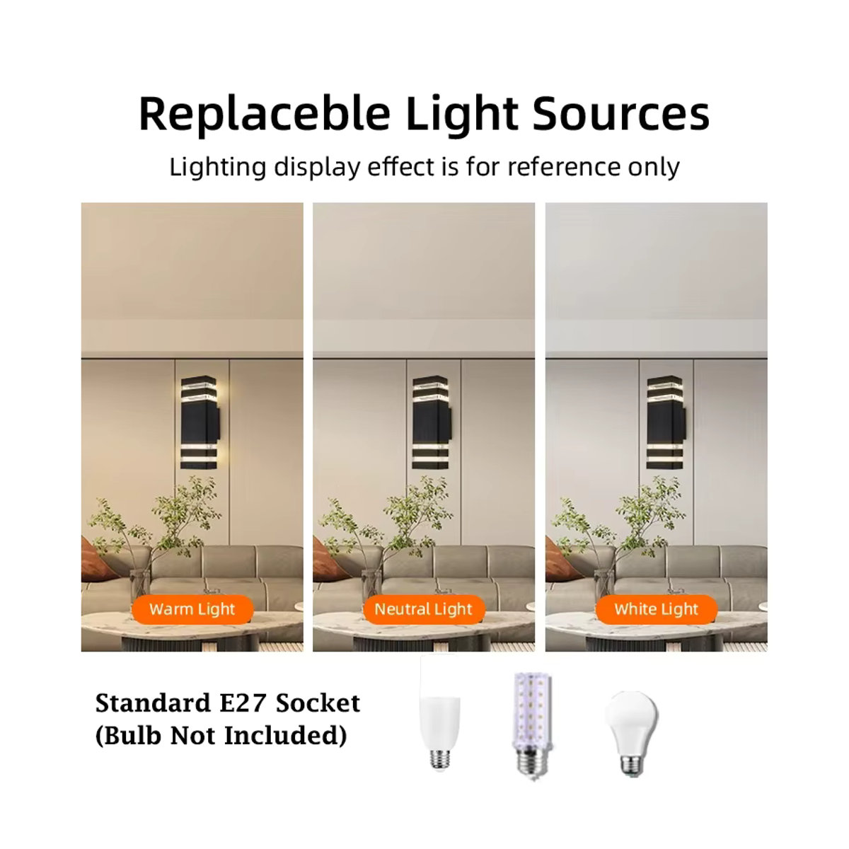 CHENBEN Lighting Store Moderne LED-Außenwandleuchte Schwarz IP65 Wasserdicht mit E27 Fassung für Warmweißes Licht nach oben und unten - Bild 3