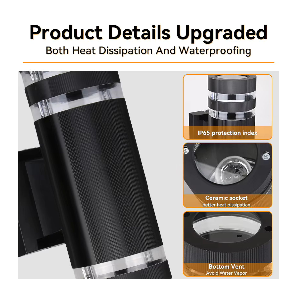 CHENBEN Lighting Store Moderne LED-Außenwandleuchte Schwarz IP65 Wasserdicht mit E27 Fassung für Warmweißes Licht nach oben und unten - Bild 5