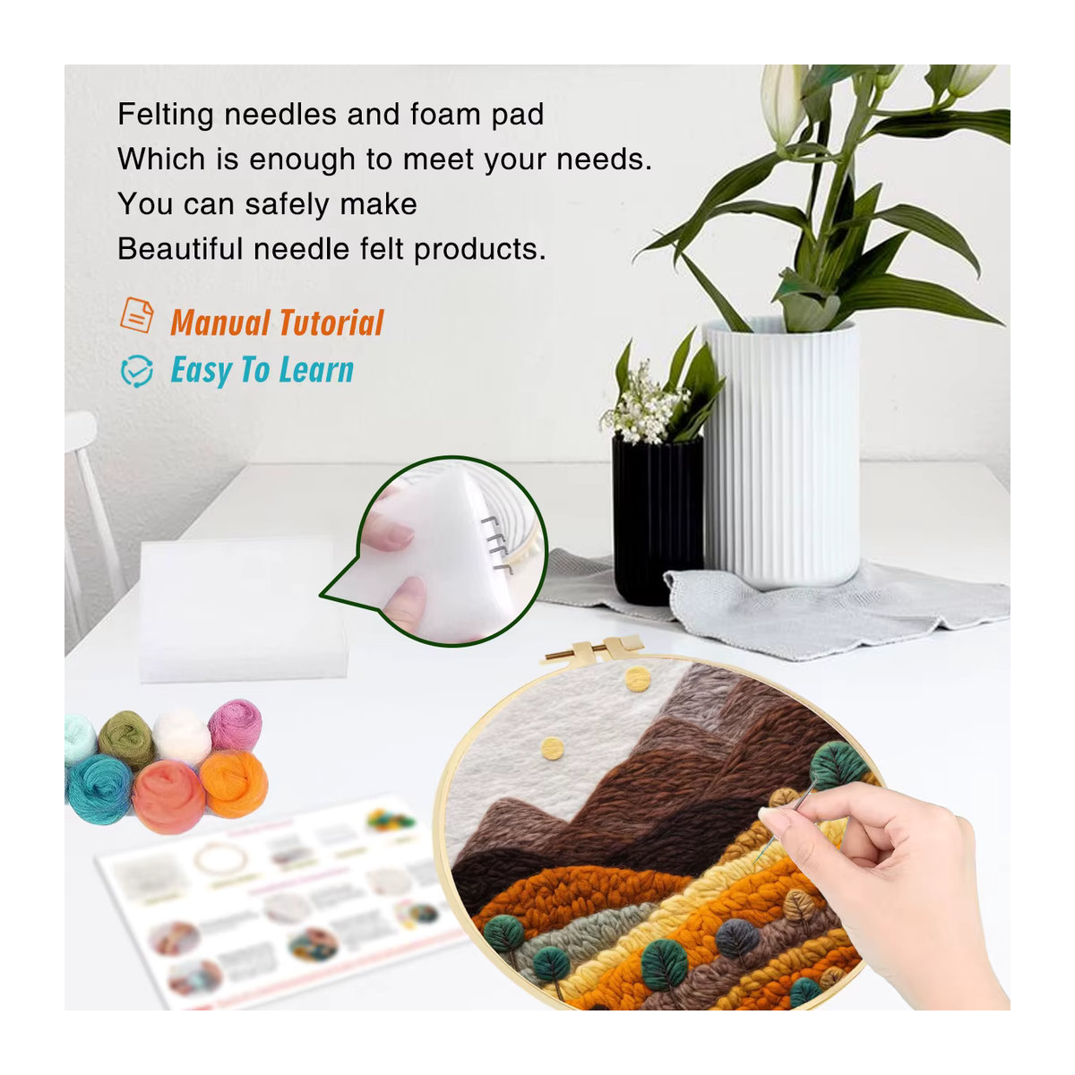 Cheni story DIY Nadelfilz-Set Berglandschaft mit Stickrahmen und Wolle in Mehrfarbig - Bild 2