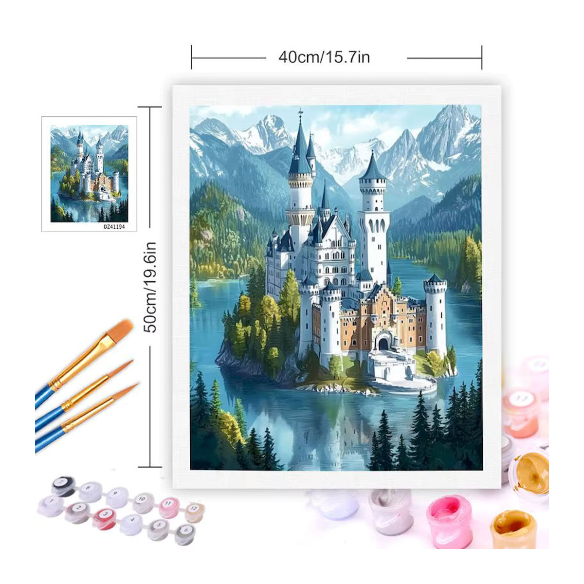 Cheni story Malen nach Zahlen Set mit Landschaftsmotiv auf Leinwand und Acrylfarben in Mehrfarbig - Bild 1