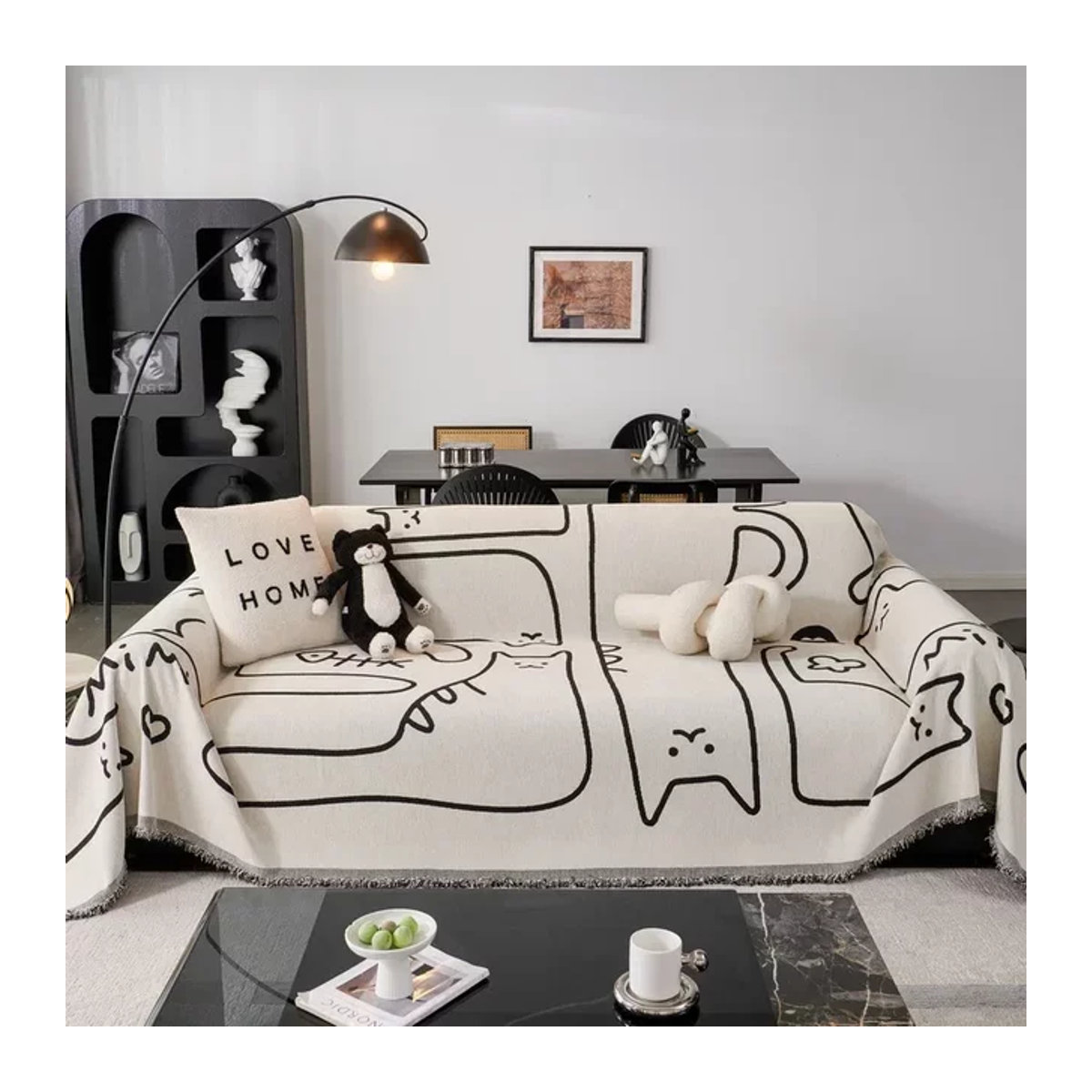 Chenille Sofa Abdeckung im Nordic Stil von 静岩汐洁, universelle Sofa Decke in Weiß, kratzfest und für alle Jahreszeiten geeignet - Bild 1