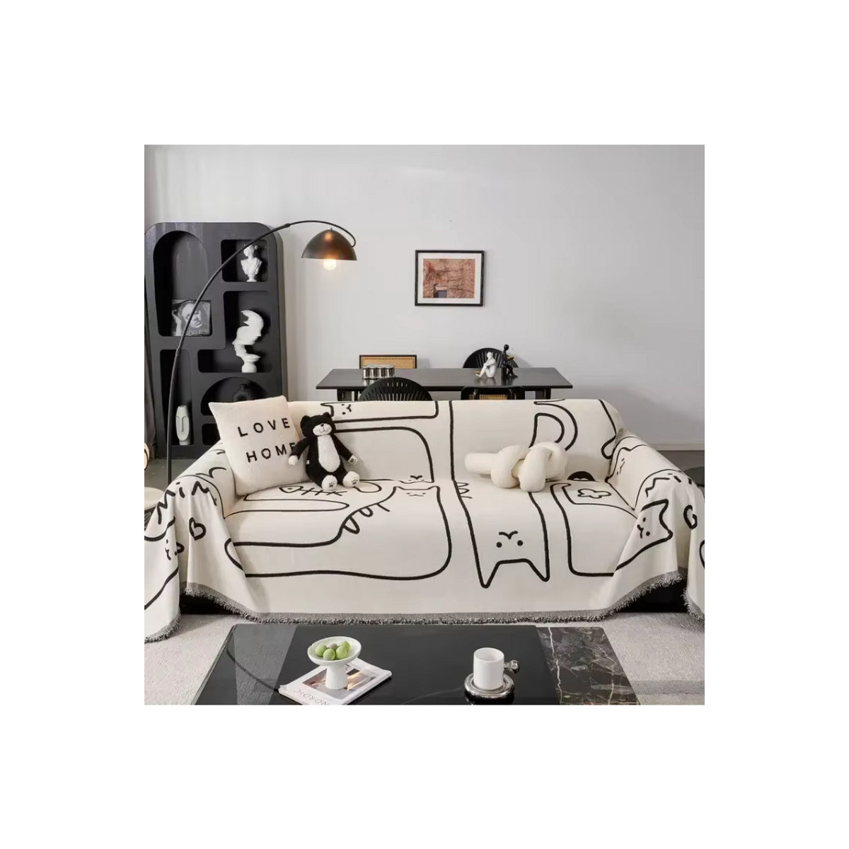 Chenille Sofa Abdeckung im Nordic Stil von 静岩汐洁, universelle Sofa Decke in Weiß, kratzfest und für alle Jahreszeiten geeignet - Bild 3