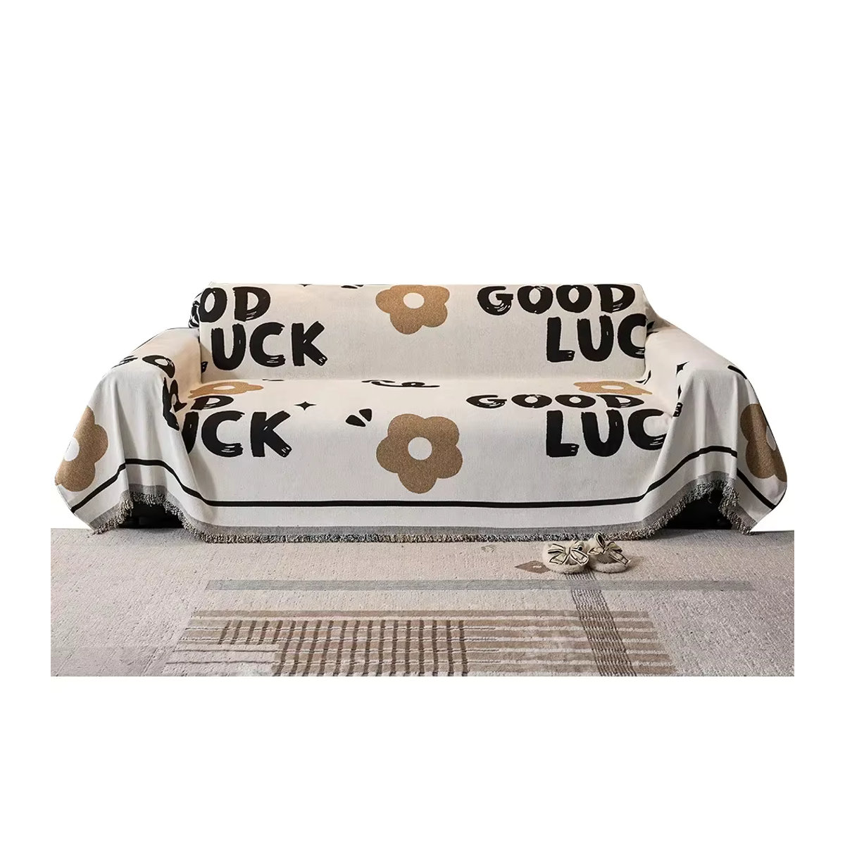 Chenille Sofa Abdeckung in Beige als Staubschutz und Oberflächenschutz für dein Sofa - Bild 3