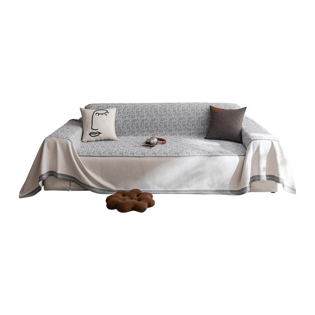 Chenille Sofa Bezug Universal Rutschfest und Kratzfest, Farbe: Grau, B x H: 180 x 130 cm - Bild 2