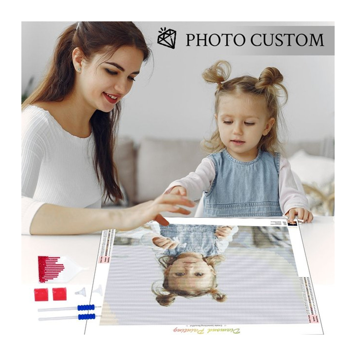 CHENISTORY DIY Diamantmalerei mit eigenem Foto als Rundes Mosaik Set in Mehrfarbig - Bild 1