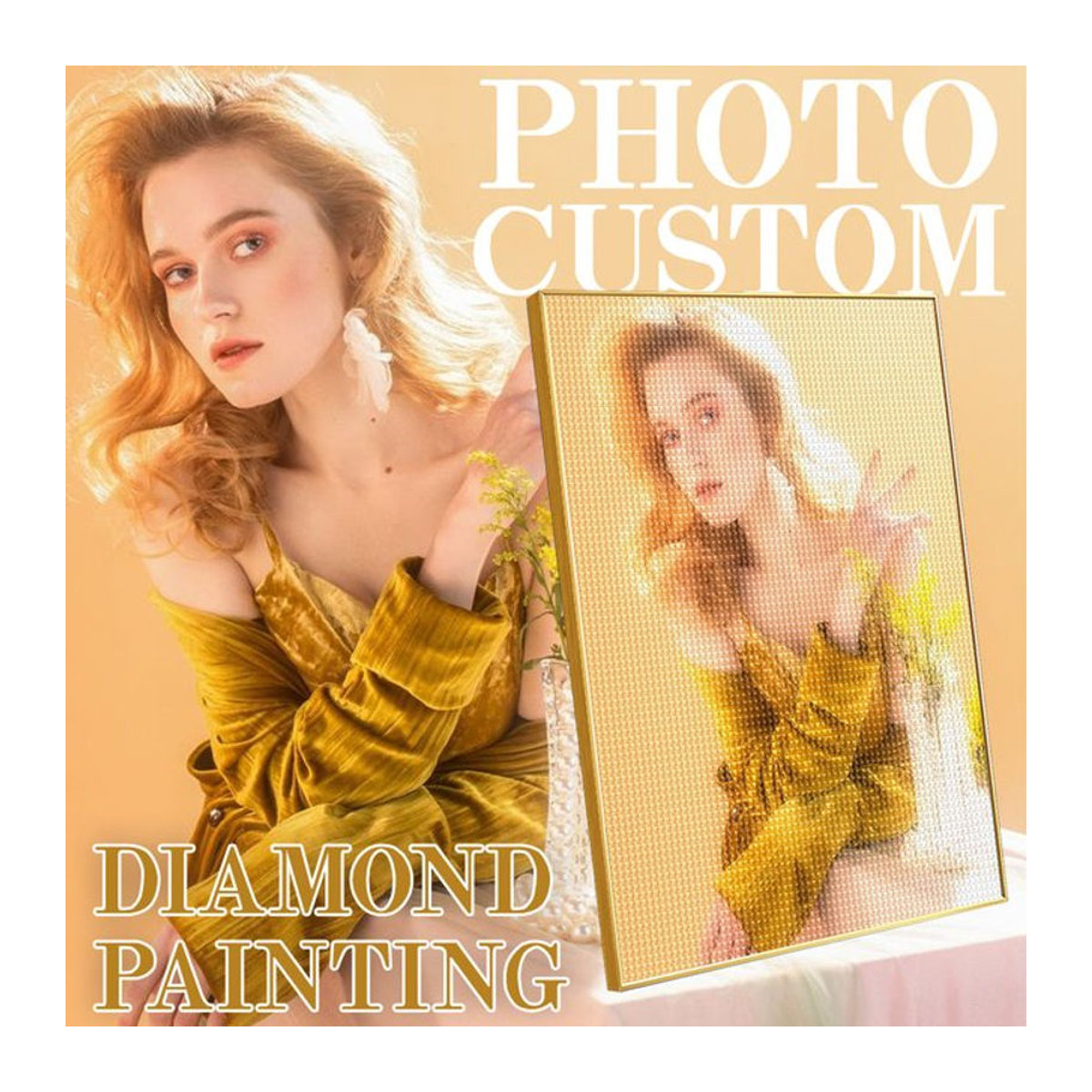 CHENISTORY Foto Diamantmalerei Set mit individuellem Motiv, 5D Vollplatz-Diamantstickerei als Mosaik-Kreuzstich-Kit, mehrfarbig, floral - Bild 1