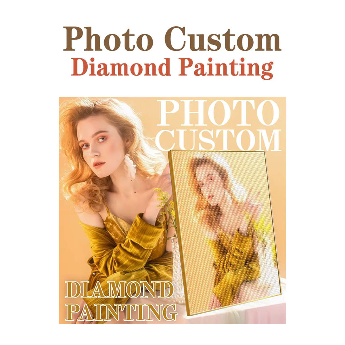 CHENISTORY Foto Diamantmalerei Set mit individuellem Motiv, 5D Vollplatz-Diamantstickerei als Mosaik-Kreuzstich-Kit, mehrfarbig, floral - Bild 4