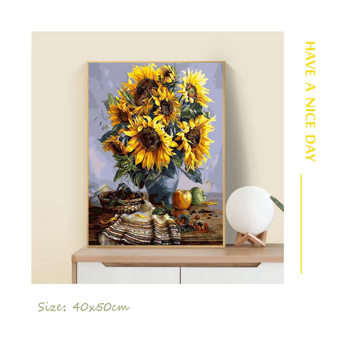 CHENISTORY Malen nach Zahlen Set mit Van Gogh Blumenmotiv auf Leinwand, DIY Acrylfarbe Kit für florale Dekoration, mehrfarbig - Bild 2