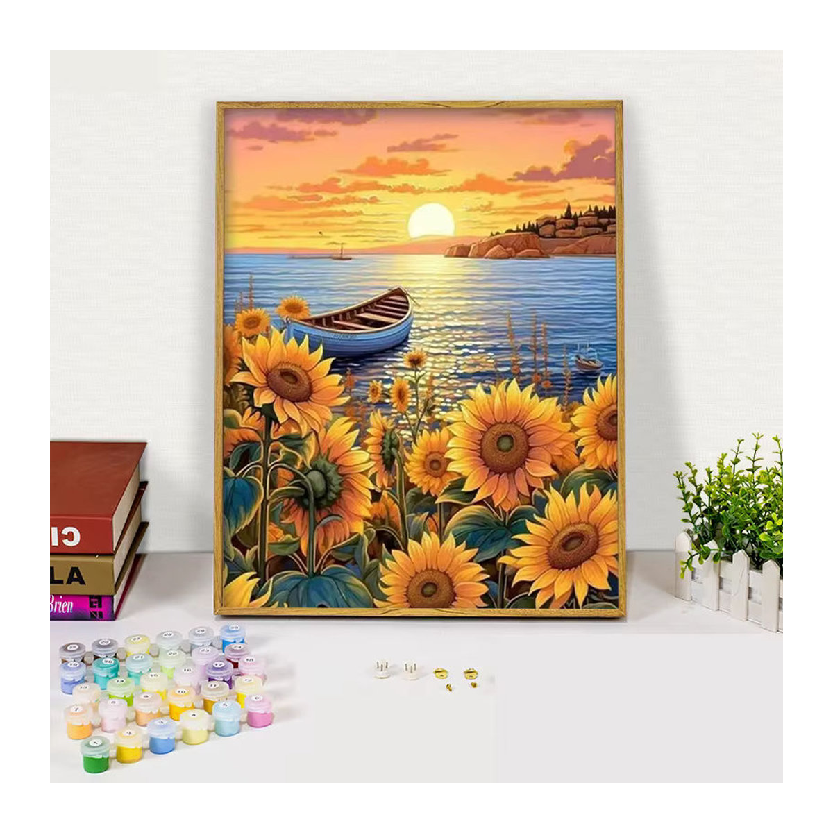CHENISTORY Malen nach Zahlen Set mit Van Gogh Blumenmotiv auf Leinwand, DIY Acrylfarbe Kit für florale Dekoration, mehrfarbig - Bild 3