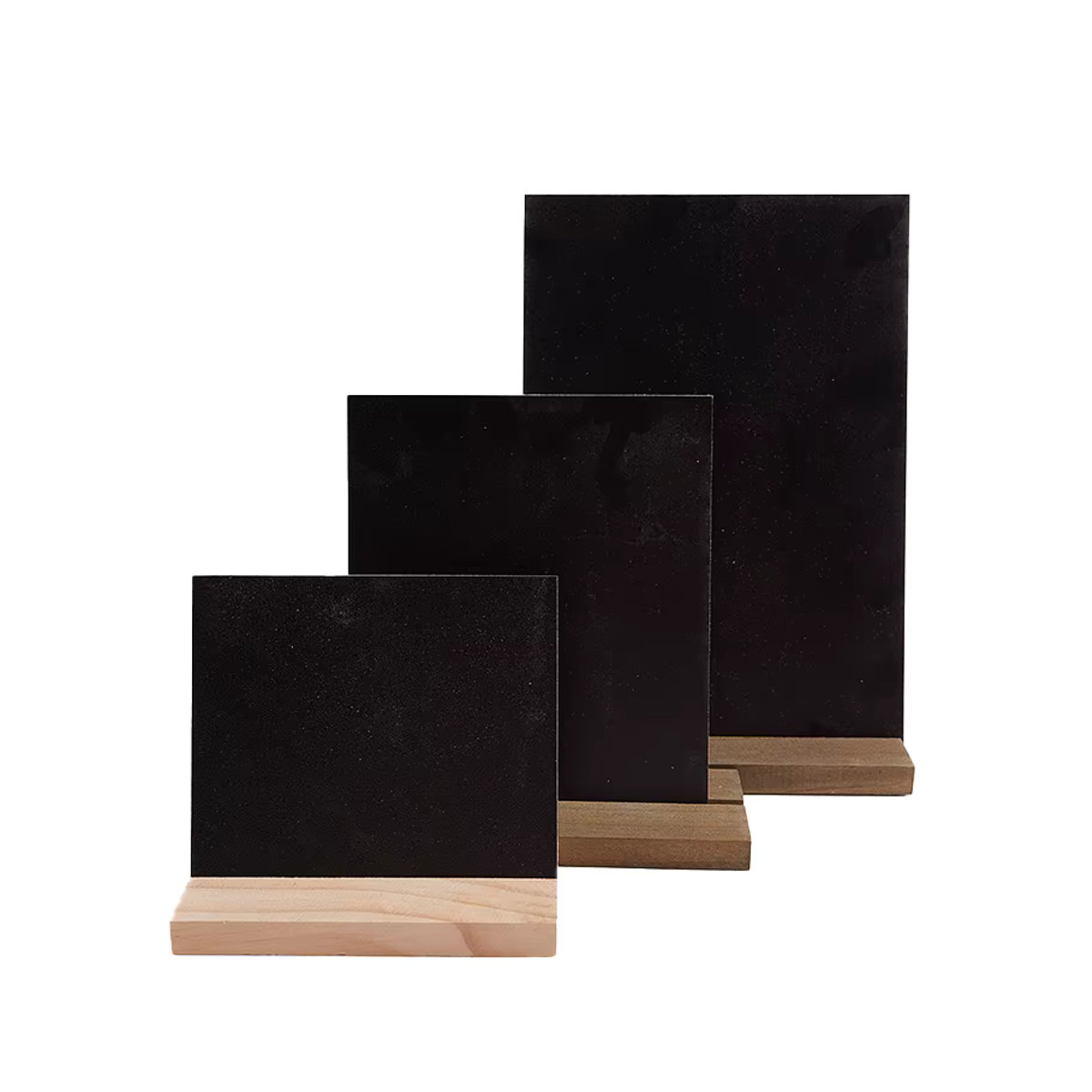 CHENJ Menütafel mit Holzbasis, schwarzes Kreideschild für Bar und Gastronomie, rechteckig, B/H: 12 x 12 cm, Tiefe: 10,5 cm - Bild 2