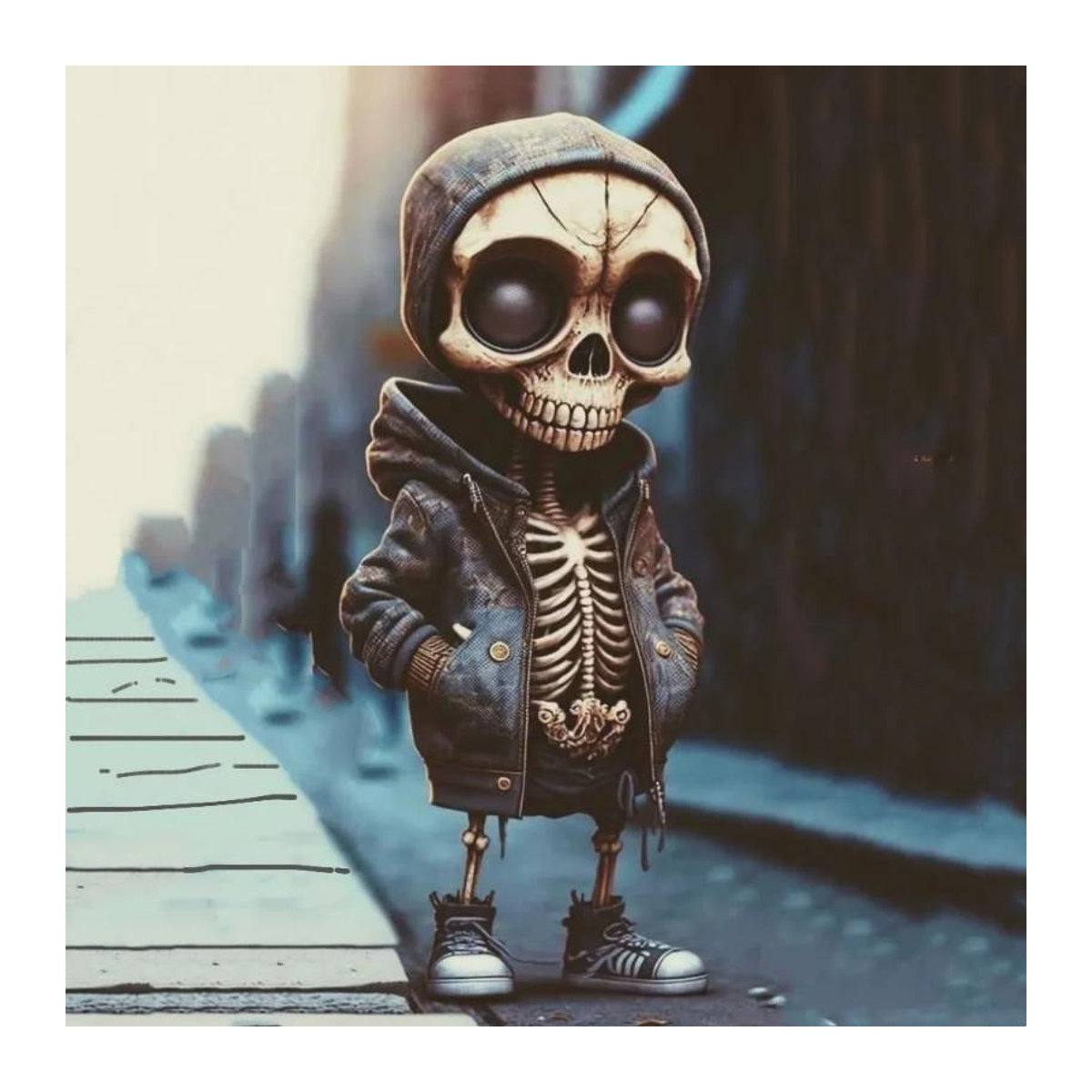 Chenxiaogang Halloween Skelett-Figur aus Kunstharz in Orange und Weiß - Bild 1