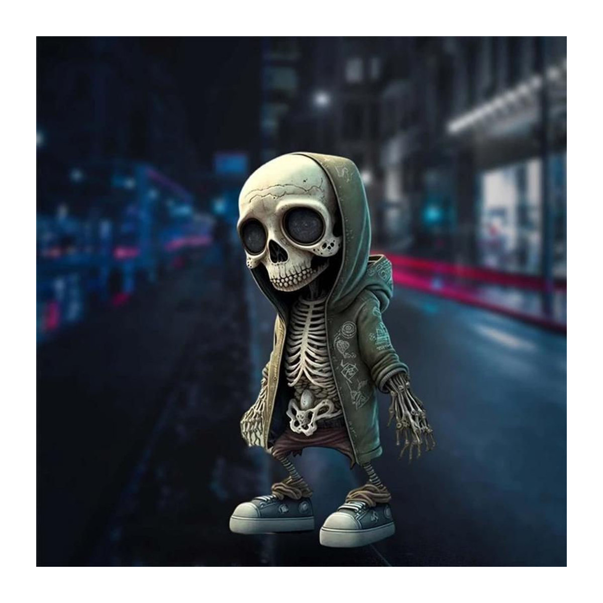 Chenxiaogang Halloween Skelett-Figur aus Kunstharz in Orange und Weiß - Bild 4