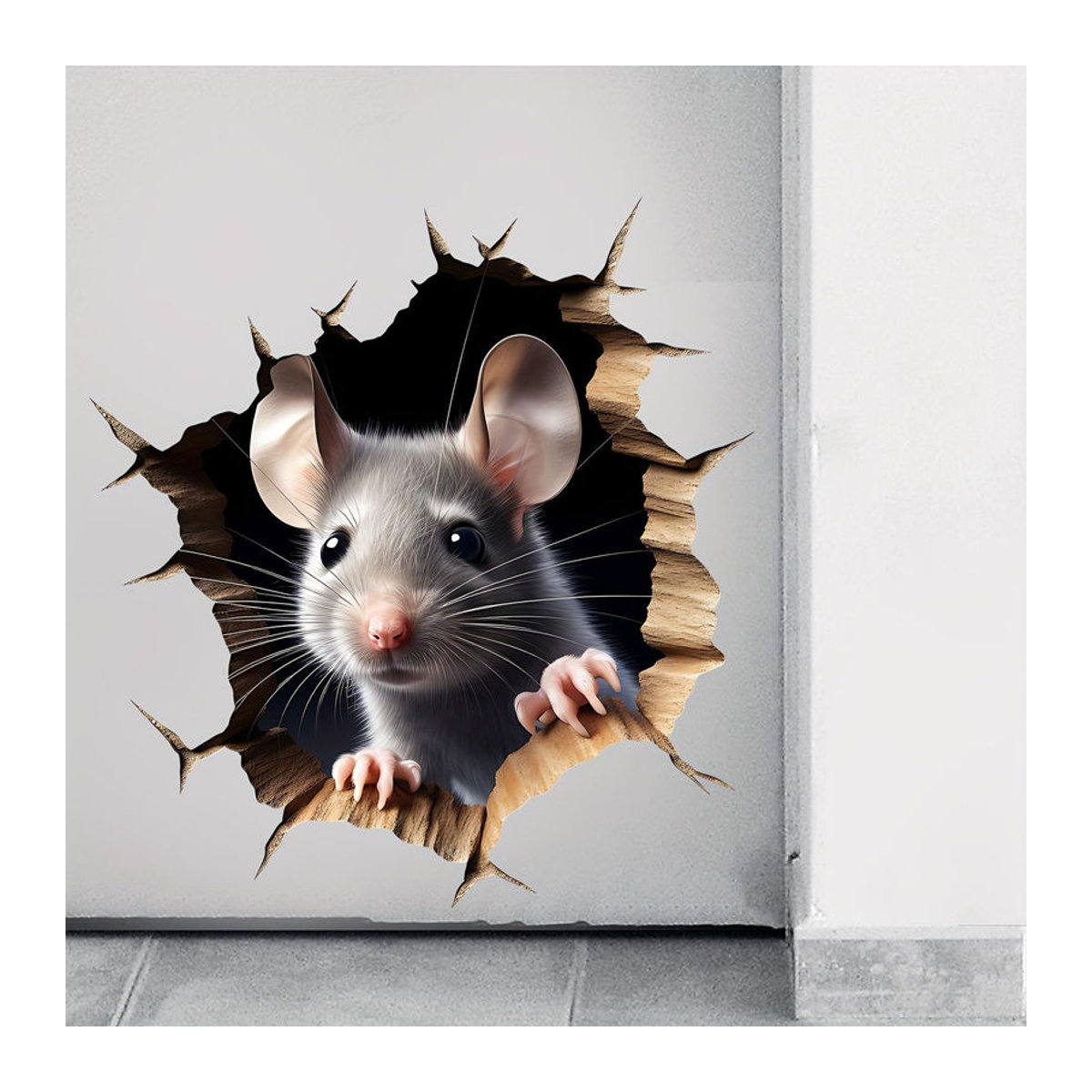 Chenxiaogang Wandsticker Mausloch Design Grau Modernes Tierprint Wandtattoo für Wohnzimmer Schlafzimmer Küche und Badezimmer - Bild 2
