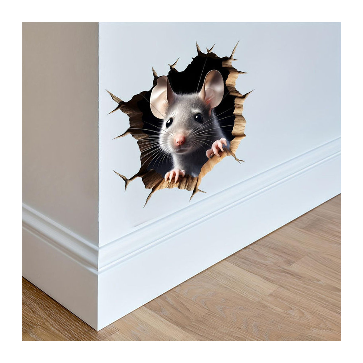 Chenxiaogang Wandsticker Mausloch Design Grau Modernes Tierprint Wandtattoo für Wohnzimmer Schlafzimmer Küche und Badezimmer - Bild 3