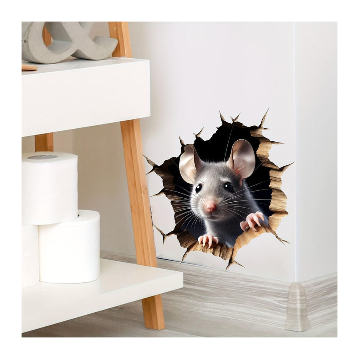 Chenxiaogang Wandsticker Mausloch Design Grau Modernes Tierprint Wandtattoo für Wohnzimmer Schlafzimmer Küche und Badezimmer - Bild 4