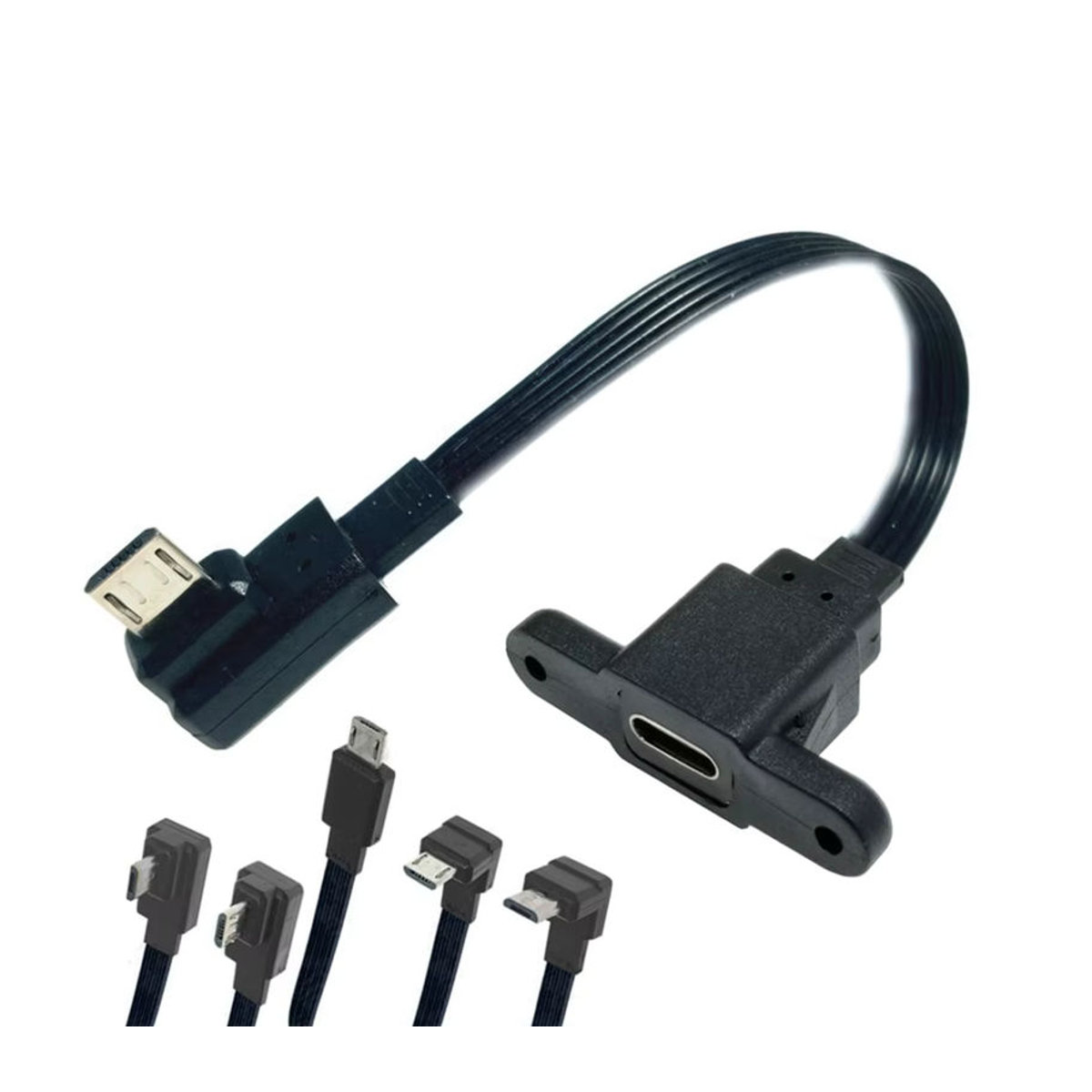 Chenyang USB-C-Adapter auf Micro-B und Micro-USB mit 90-Grad-Winkel für Datenübertragung und OTG, Schwarz - Bild 2