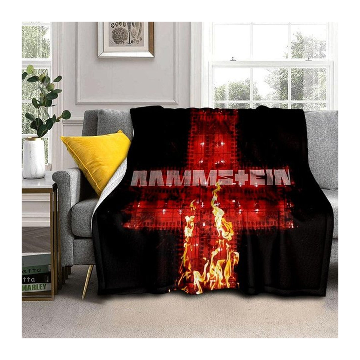 ChenYing01 3D-Decke mit R-Rammstein-Heavy-Metal-Band-Motiv in Schwarz, weiche Fleece-Überwurfdecke für Bett, Sofa oder Reisen, B/B: 130 x 150 cm - Bild 1