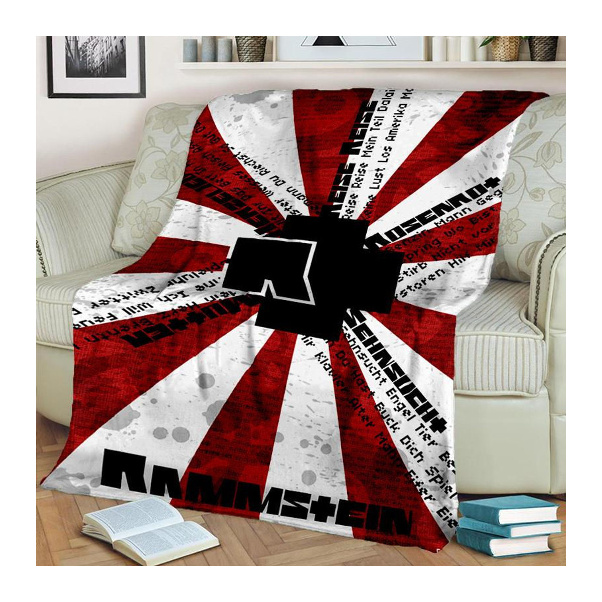ChenYing01 3D-Decke mit R-Rammstein-Heavy-Metal-Band-Motiv in Schwarz, weiche Fleece-Überwurfdecke für Bett, Sofa oder Reisen, B/B: 130 x 150 cm - Bild 5