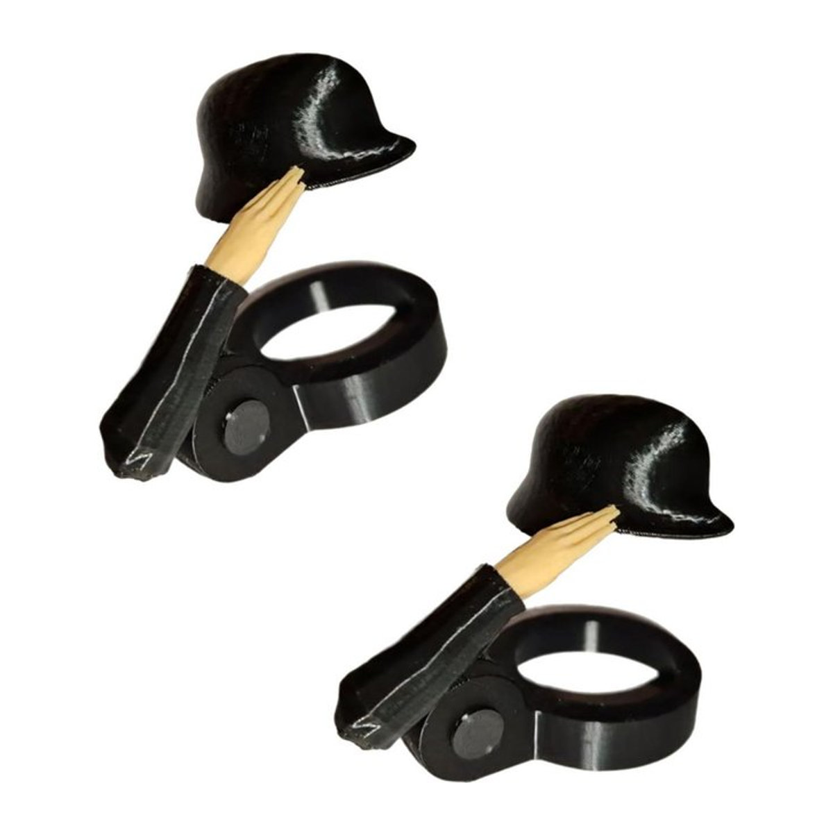 Cherish Eyes Soldaten-Salut Bierdeckel-Helm aus Metall in Schwarz - Bild 1