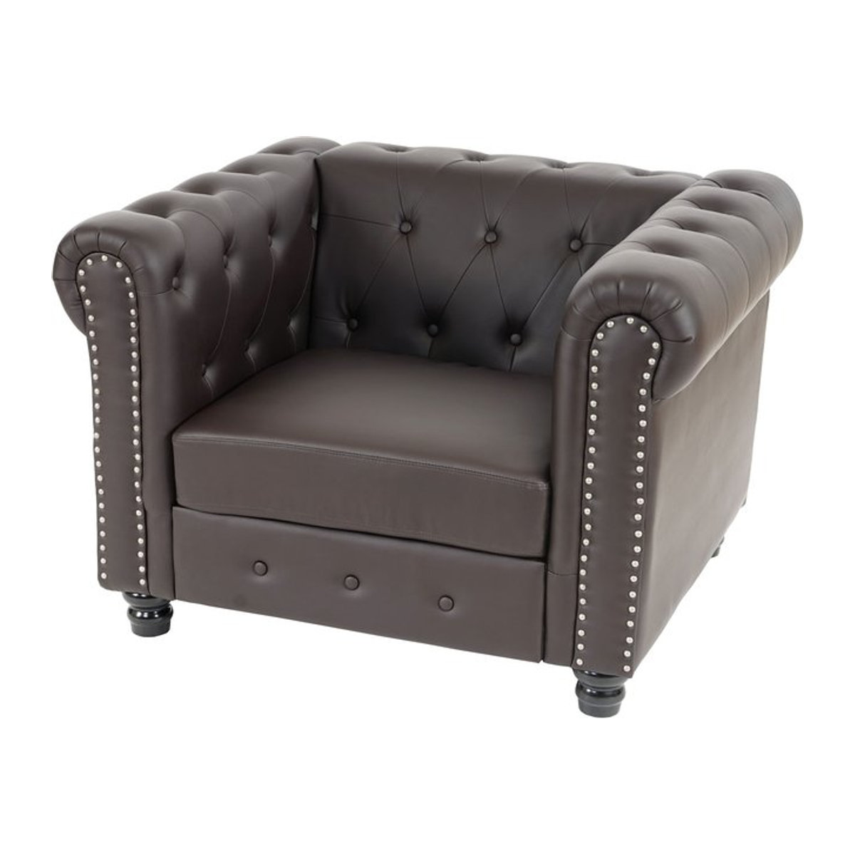 Chesterfield Edingburgh Loungesessel aus Kunstleder in Braun mit runden Füßen von MCW - Bild 1