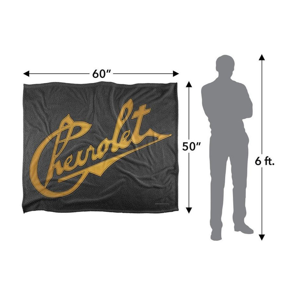 Chevrolet Gestickte Decke aus Polyester in Schwarz, B/T: 127 x 152 cm - Bild 2