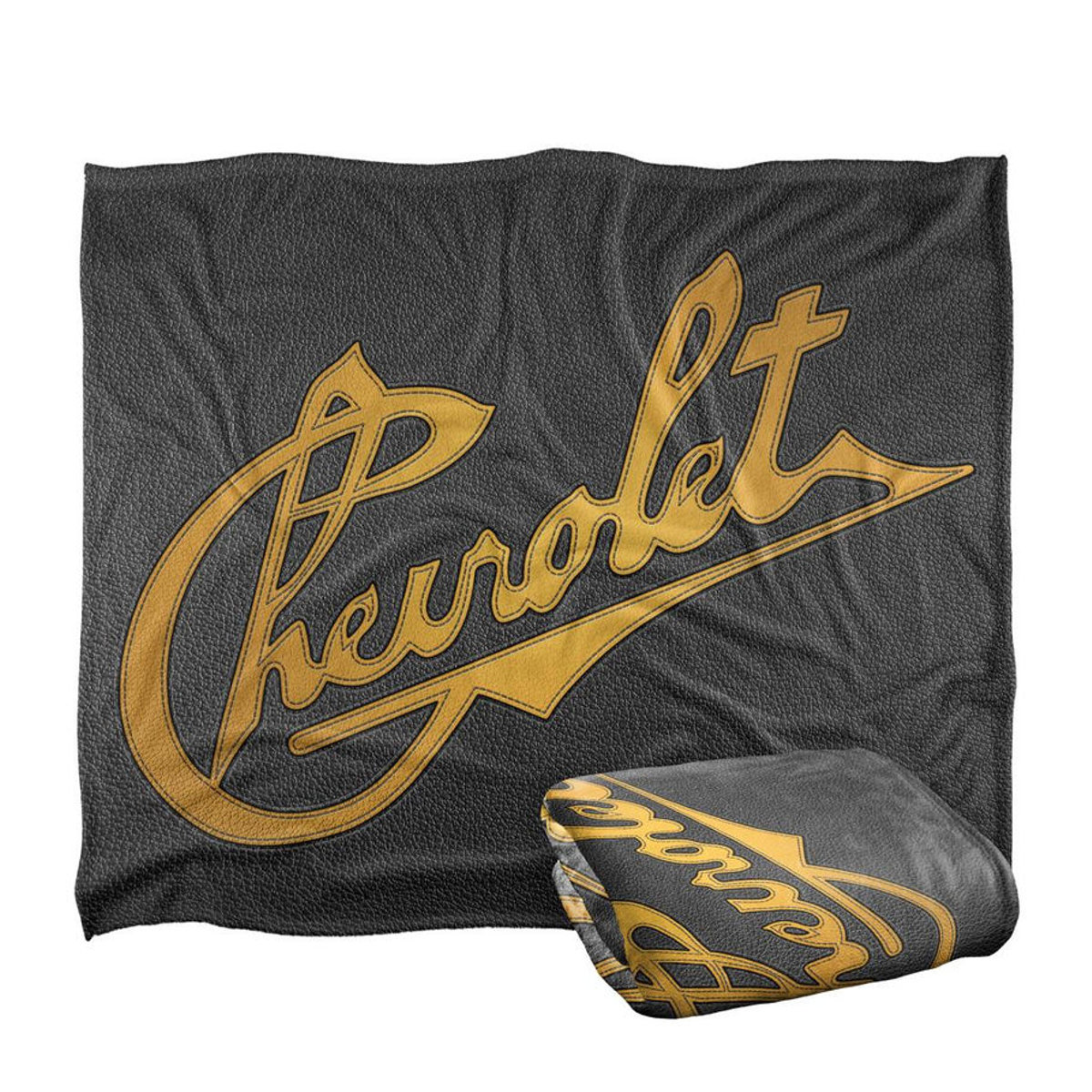 Chevrolet Gestickte Decke aus Polyester in Schwarz, B/T: 127 x 152 cm - Bild 3