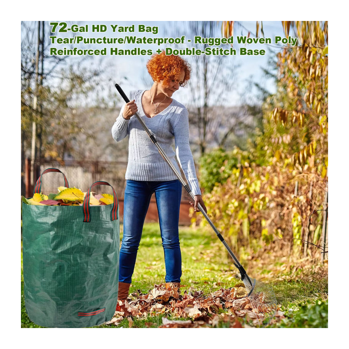 ChezMax Leaf Collector Gartenrechen-Set mit verstellbarem 18-Zahn-Klingenrechen, Klingenpflücker und 72 Gallonen Rasenmüllsack - Bild 4