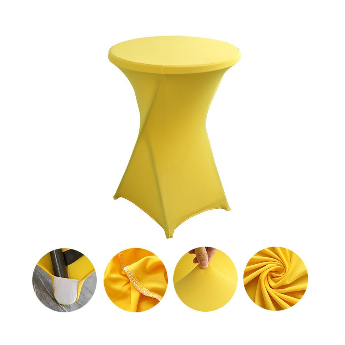 ChicFashion Elastische Stretch Tischdecke für runde Cocktailtische aus Spandex in Gold, B/H: 70 x 110 cm - Bild 2