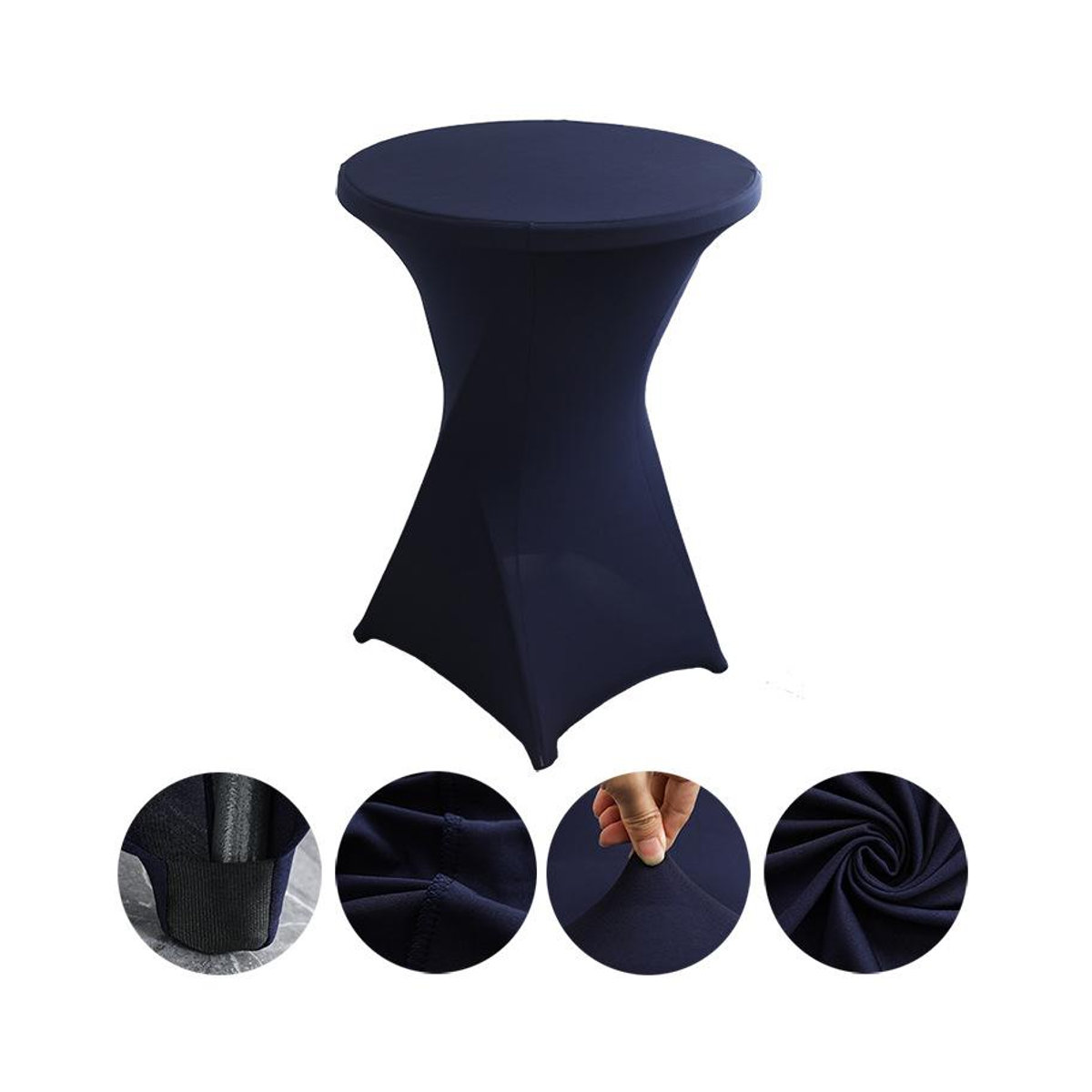 ChicFashion Elastische Stretch Tischdecke für runde Cocktailtische aus Spandex in Gold, B/H: 70 x 110 cm - Bild 4