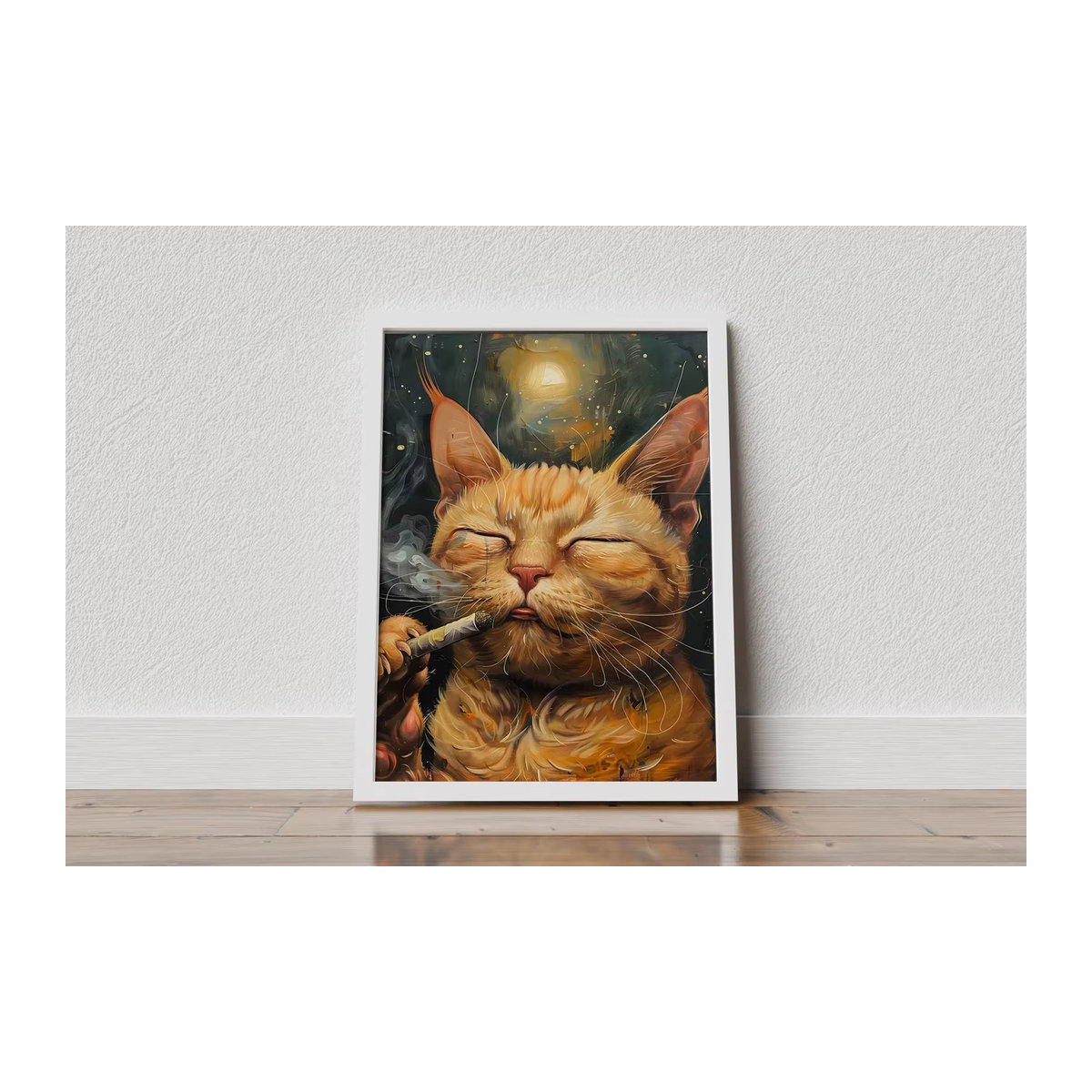 Chill Cat Surreal Smoking Cat Poster Giclée-Kunstdruck aus Papier in Mehrfarbig für deine Wandmontage - Bild 3