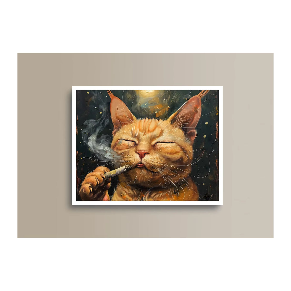 Chill Cat Surreal Smoking Cat Poster Giclée-Kunstdruck aus Papier in Mehrfarbig für deine Wandmontage - Bild 4