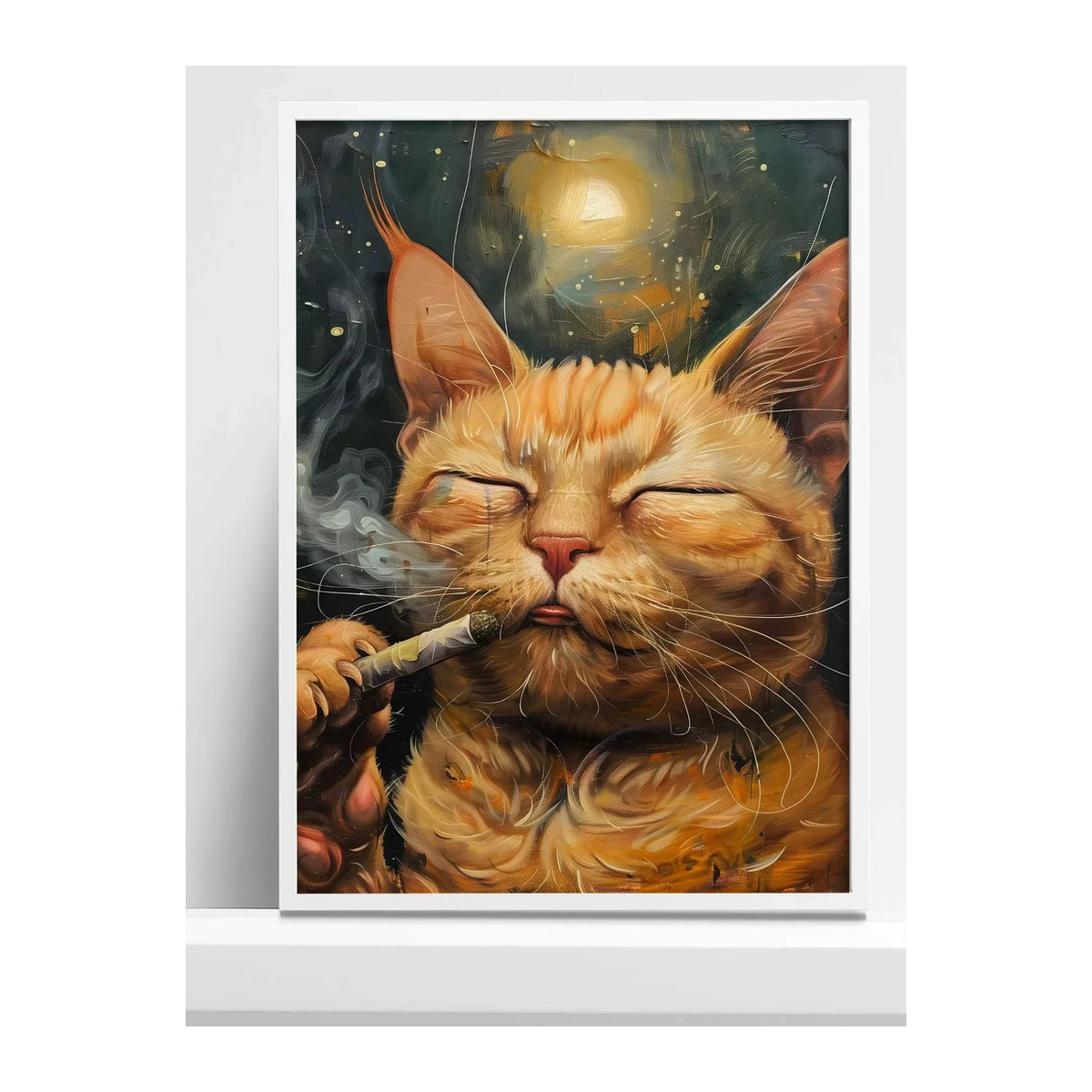 Chill Cat Surreal Smoking Cat Poster Giclée-Kunstdruck aus Papier in Mehrfarbig für deine Wandmontage - Bild 7