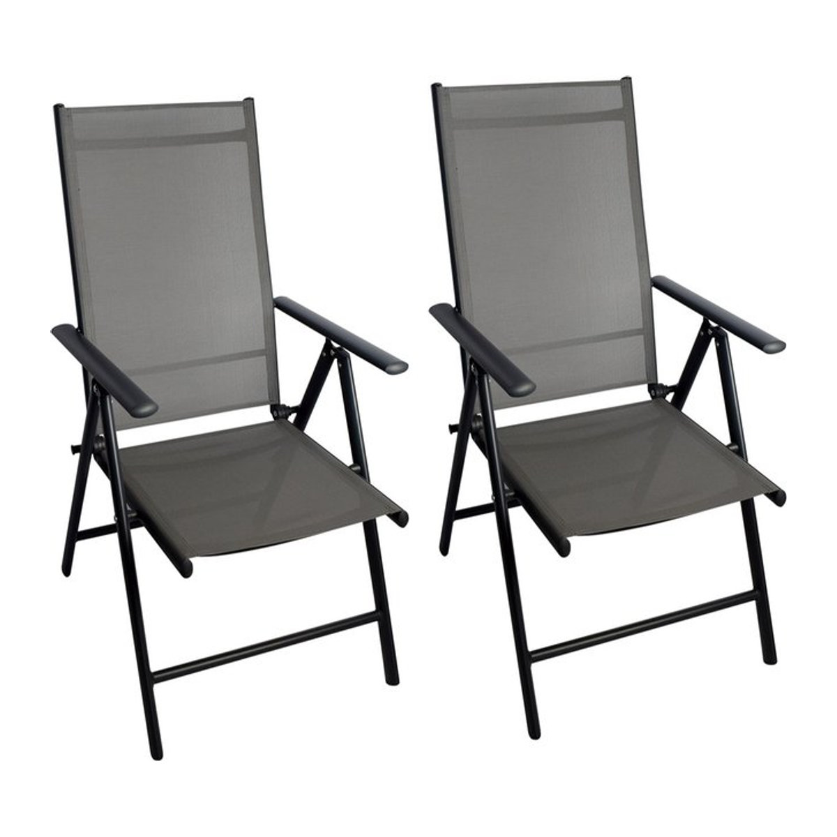 CHILLROI 2er Set Klappsessel aus Aluminium und Mesh in Anthrazit und Grau - Bild 1
