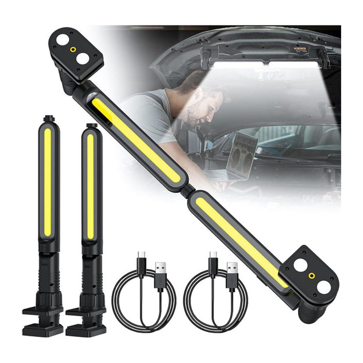 CHIN TORCH LED Arbeitsleuchte mit 4400 mAh Akku und Haken, wiederaufladbare Unterhauben-Arbeitslichtleiste für Mechaniker und Notfälle - Bild 1