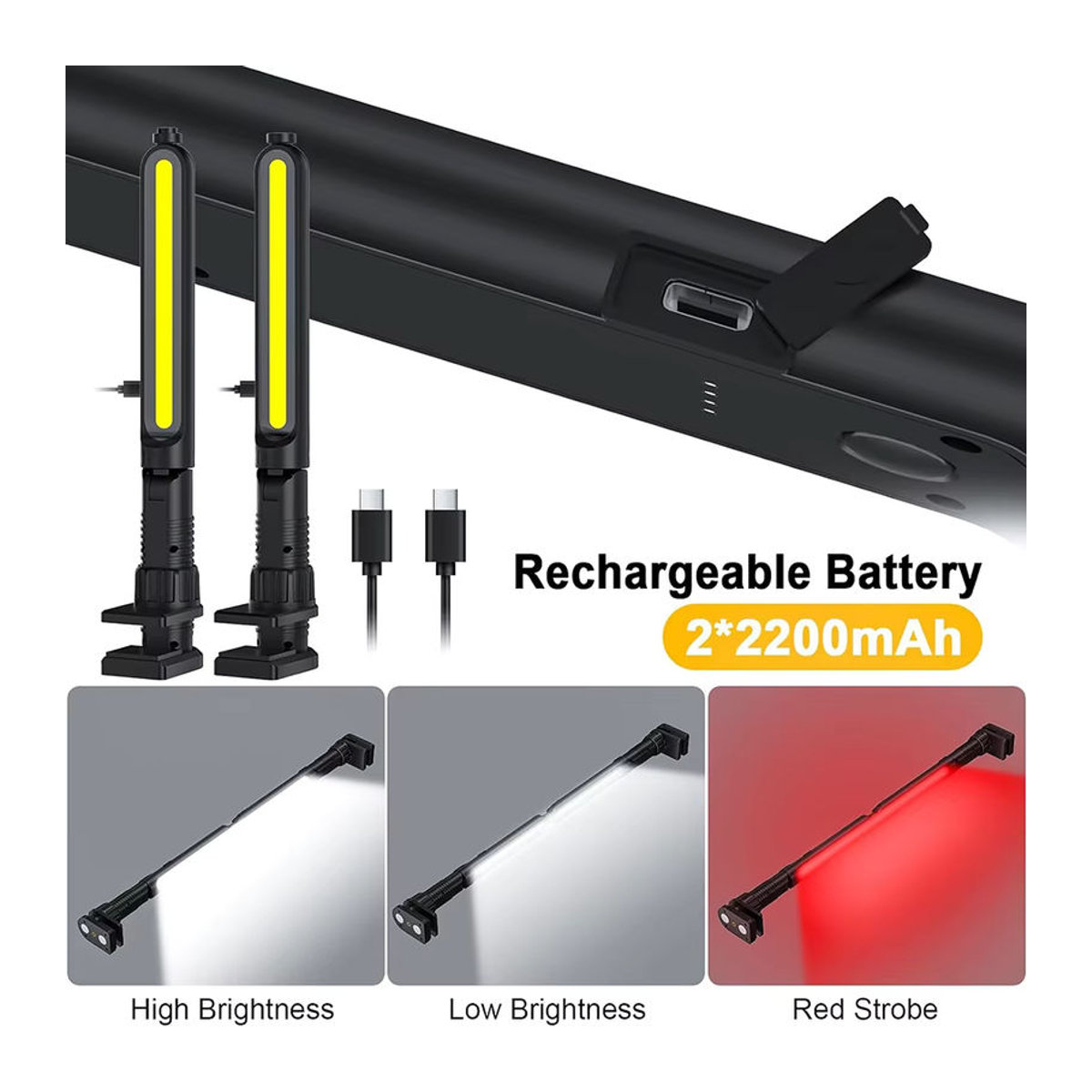 CHIN TORCH LED Arbeitsleuchte mit 4400 mAh Akku und Haken, wiederaufladbare Unterhauben-Arbeitslichtleiste für Mechaniker und Notfälle - Bild 3