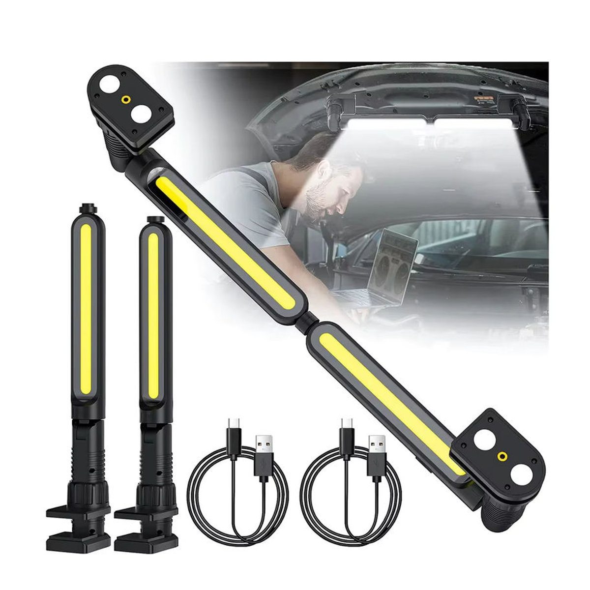 CHIN TORCH LED Arbeitsleuchte mit 4400 mAh Akku und Haken, wiederaufladbare Unterhauben-Arbeitslichtleiste für Mechaniker und Notfälle - Bild 7
